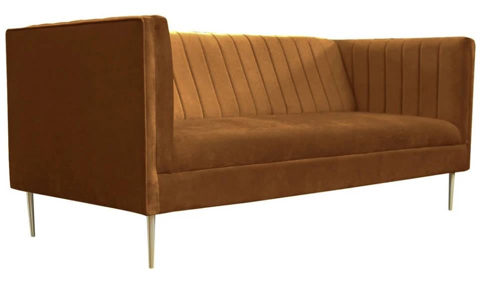 Dreisitzer Stoff Sofa Wohnzimmer Design Couchen Polster Orange Chesterfield Neu