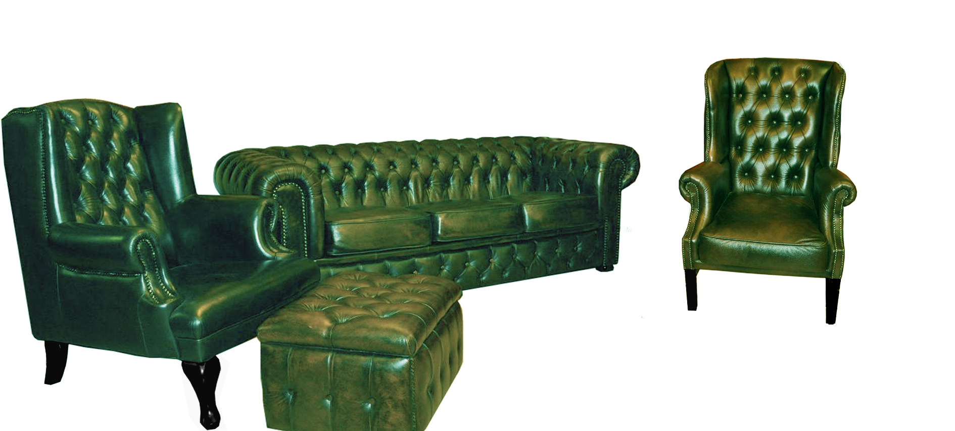 Chesterfield Sofagarnitur Sofa Couch Polster Sitz Set 2x Ohrensessel 3 Sitzer