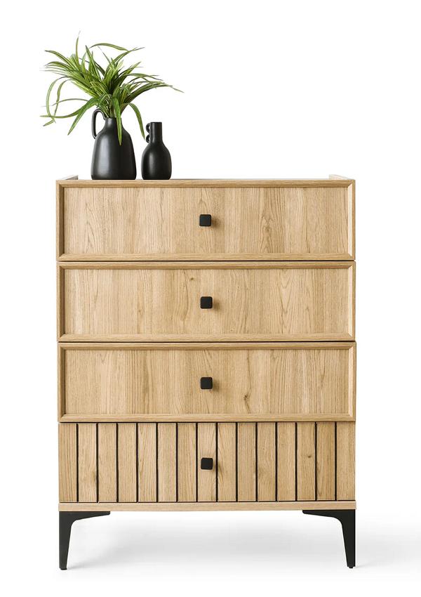 Kommode Modernes Holzdesign Elegante Schwarze Akzente Viel Stauraum Möbel