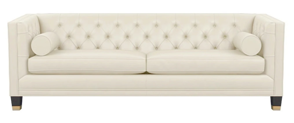 Creme Dreisitzer Chesterfield Modern Design Couchen Leder Sofa Samt Möbel Neu