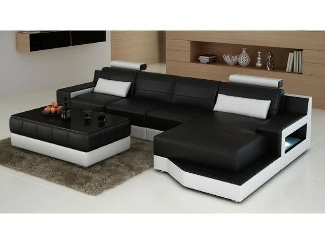 LEDERSOFA ECKSOFA mit USB SOFA COUCH GARNITUR WOHNLANDSCHAFT BETTFUNKTION NEU