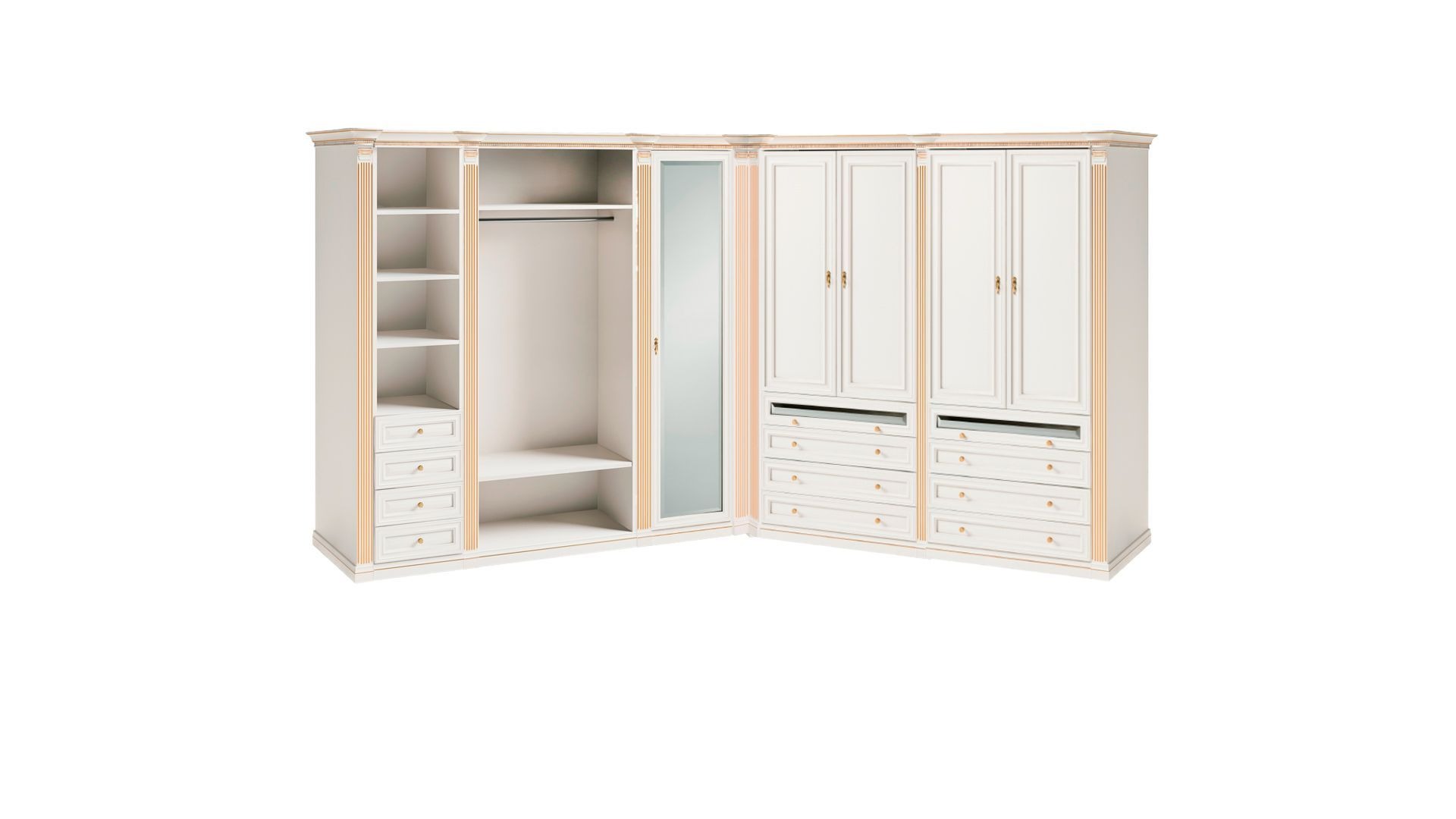 Stilvoller Weißer Eckschrank Massivholz Schlafzimmer Edel Kleiderschrank