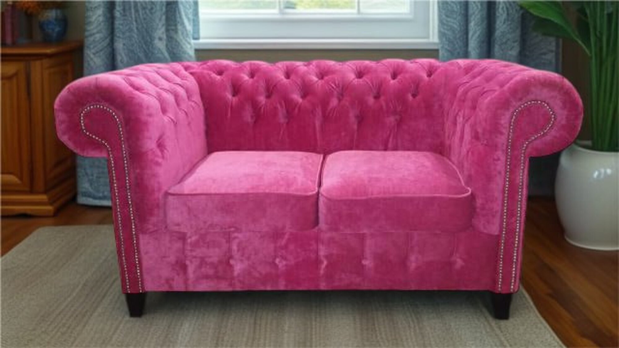 Chesterfield Textil Samt Sofa Couch Polster 2 Sitz Klassische Couchen Sofort