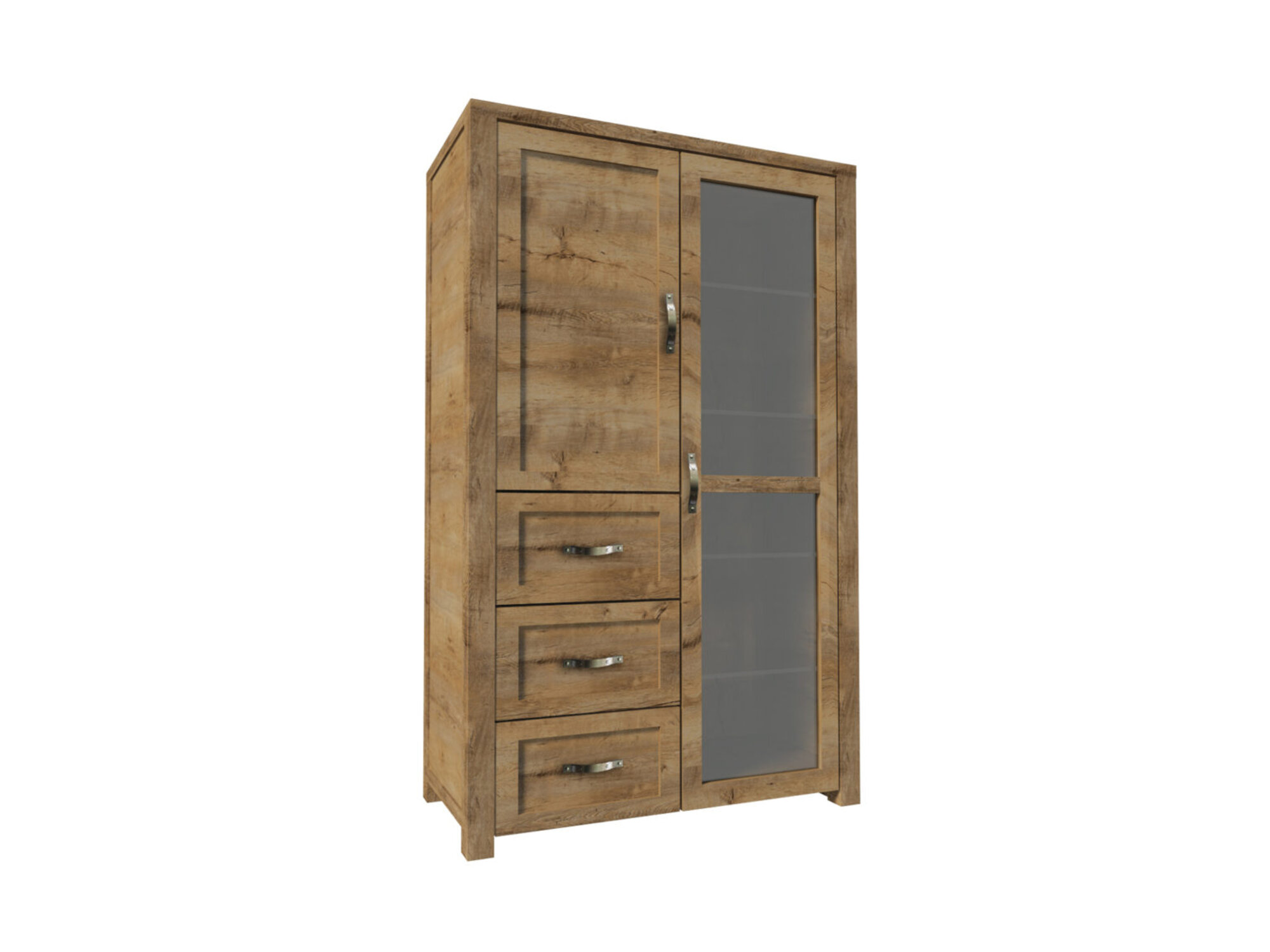 Vitrinenschrank aus Holz in Braun modern eleganter Stil