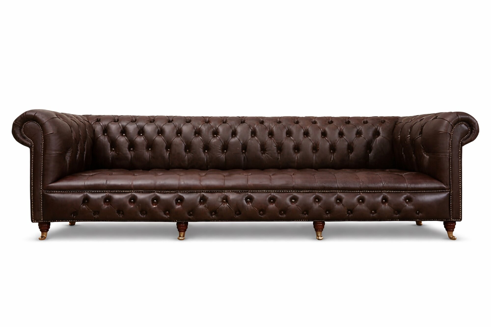 Chesterfield 4 Sitzers Klassische Luxus Sofa Couch Sofa Leder 100% Leder Sofort