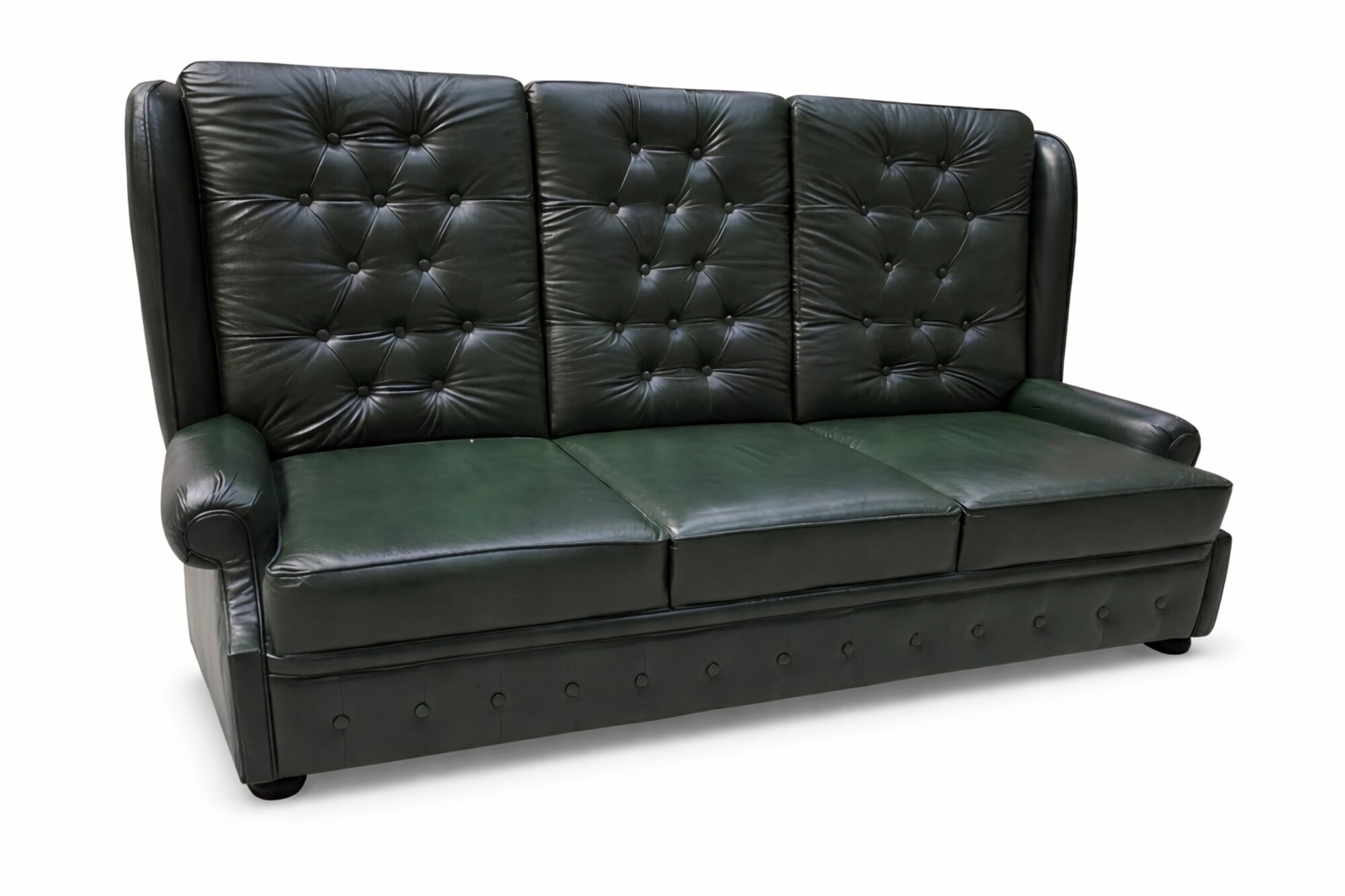 Wohnzimmer Sofa 3 Sitzer Schwarz-Grün Leder Sofas Design Sofort