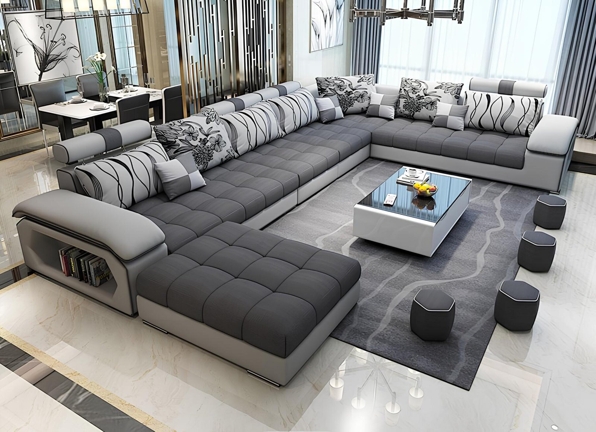 Wohnlandschaft Textil Sofa Couch Polster Couchen Sofas U Form designer Garnitur Sofort