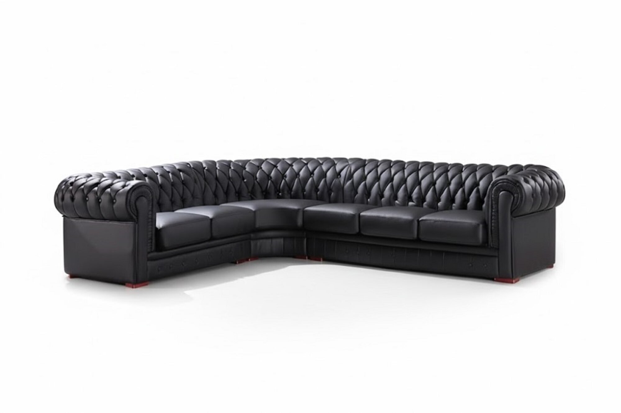 Chesterfield Ecksofa Eckcouch Designer Sofa Schwarz Couch 100% Leder Sofort