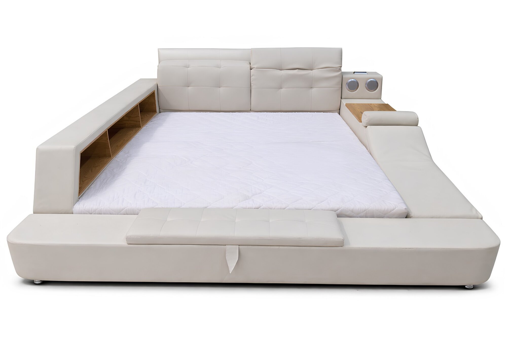 Lederbett Doppel mit Regalen und eingebauter Massagefunktion Sofort