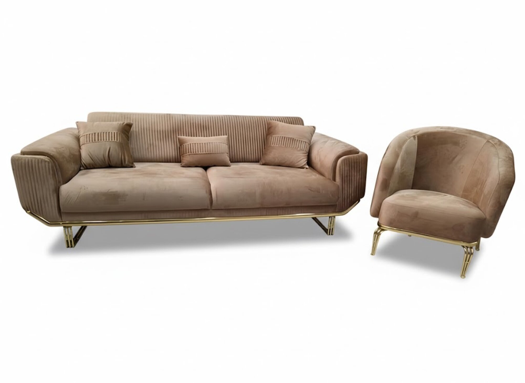 Luxuriöse Sofagarnitur 3+1-Sitzer-Sofa mit weicher Polsterung Set, Stoff Sofort
