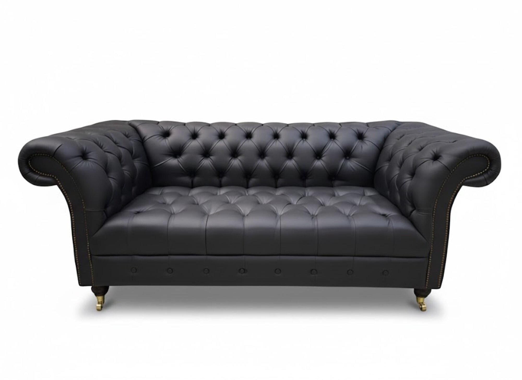 Chesterfield Original Sofa JVMoebel Textil Sofas Stoff Schwarz 100% Leder Sofort