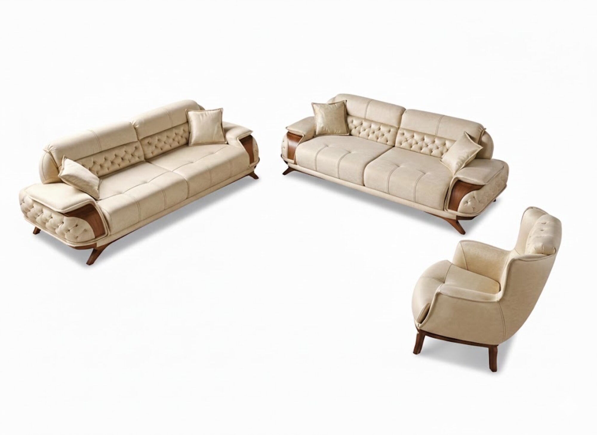 Stilvolles Modernes Sofa Set 3+3+1 Beige Design für Wohnzimmer Sofort