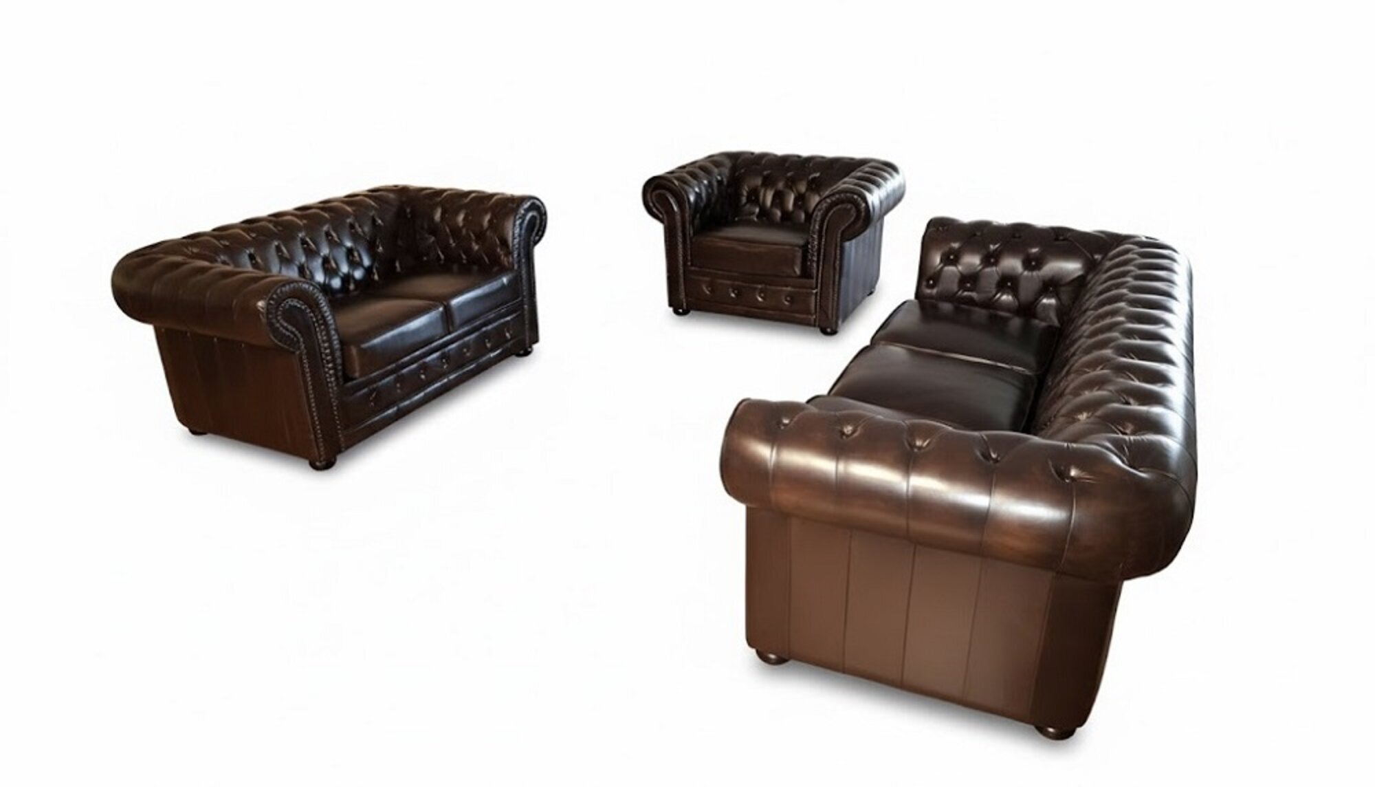 Klassische Ledersofa Chesterfield 3+2+1Sofagarnitur Sofa Couch 100% Leder Sofort