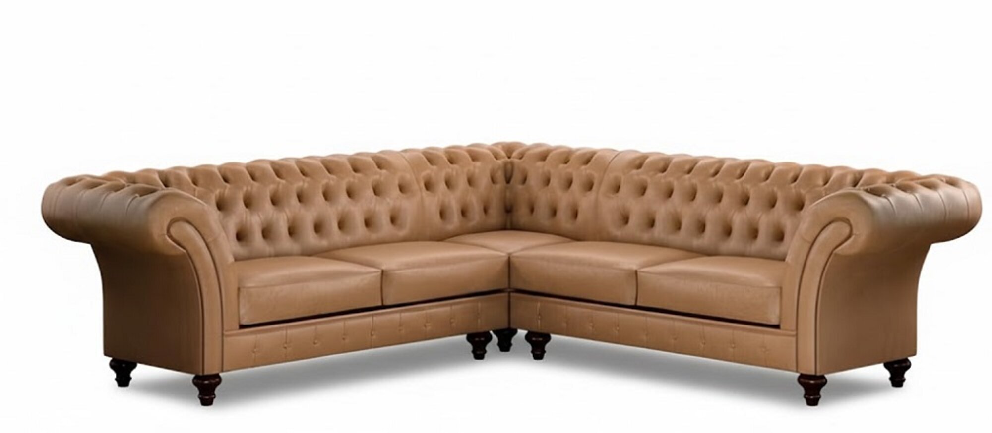 Edle Chesterfield Couch Braune Sofa Eck Couch Garnitur 100% Leder Sofort