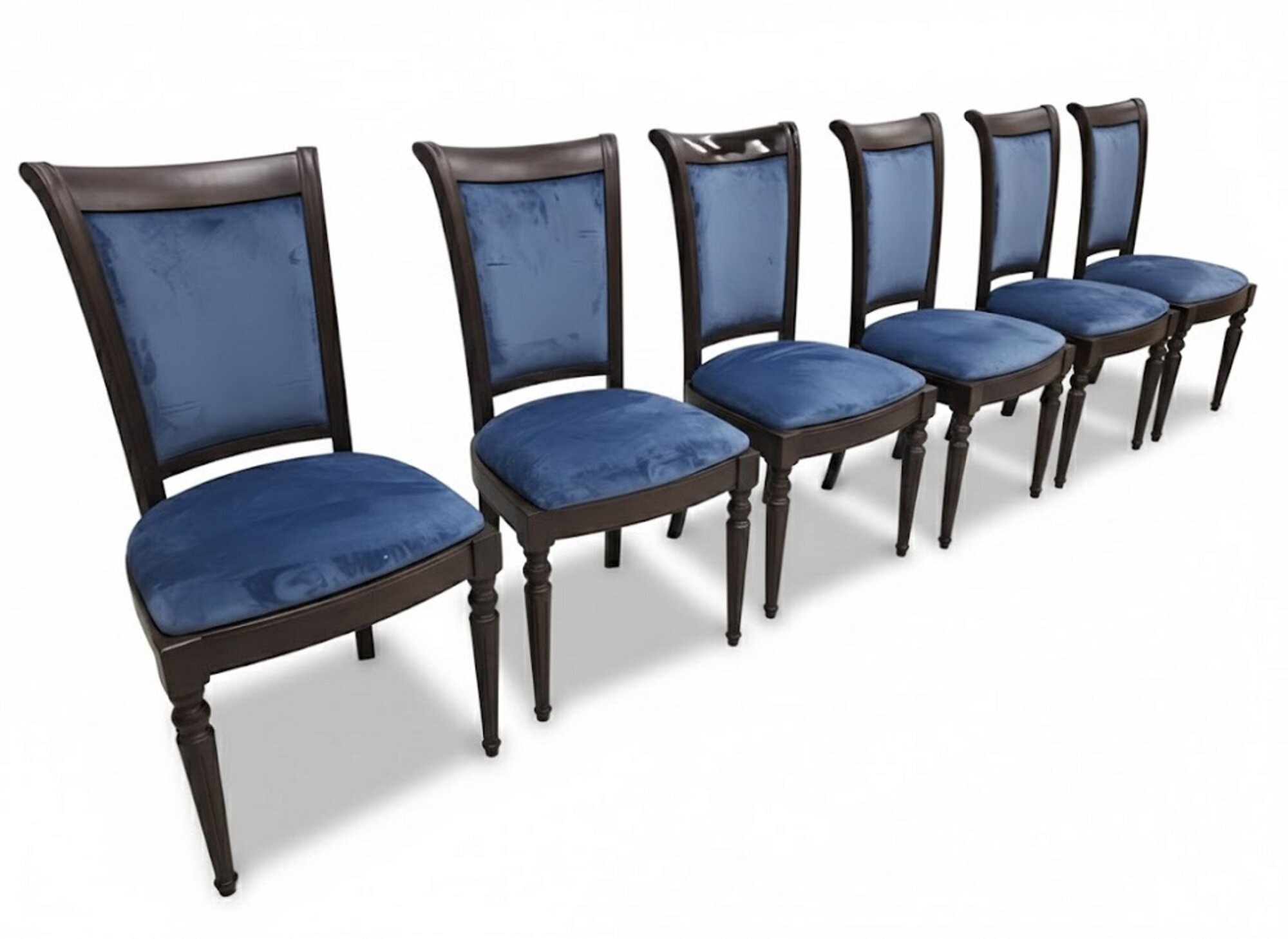 Klassischer 6x Stuhl Holz Textil Club Sitz Polster Design Sessel Sofort