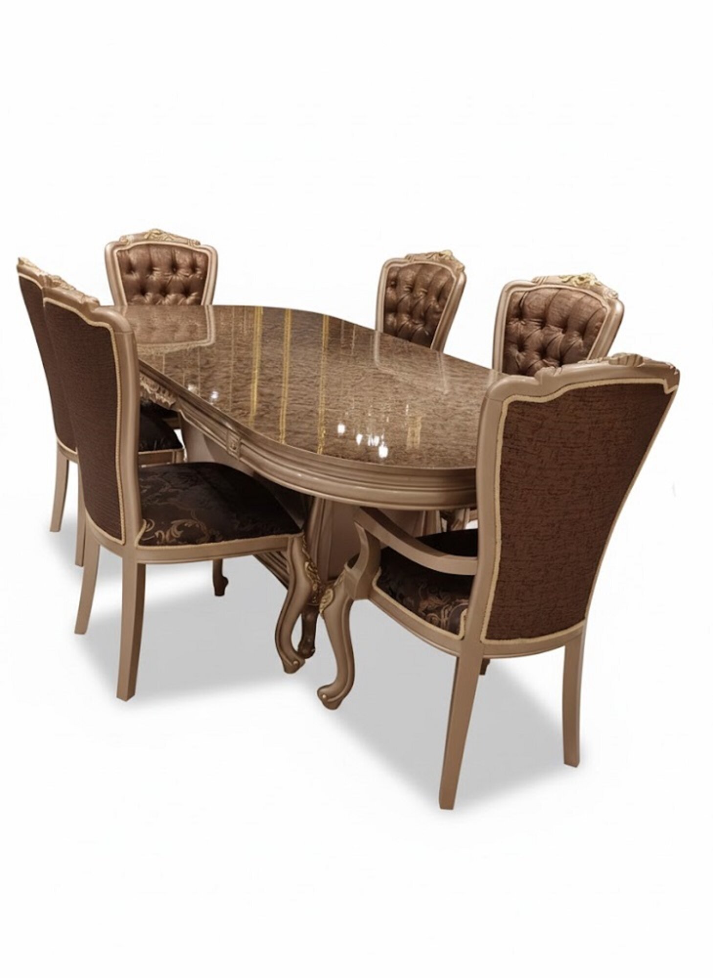 Designer Esszimmer Set 7tlg Holztisch mit 6 Stühlen für Zuhause Sofort