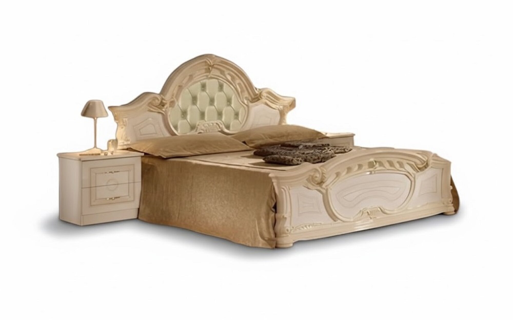 Klassiche Bett und 2x Nachttisch 3tlg. Schlafzimmer Set Luxus Chesterfield Sofort