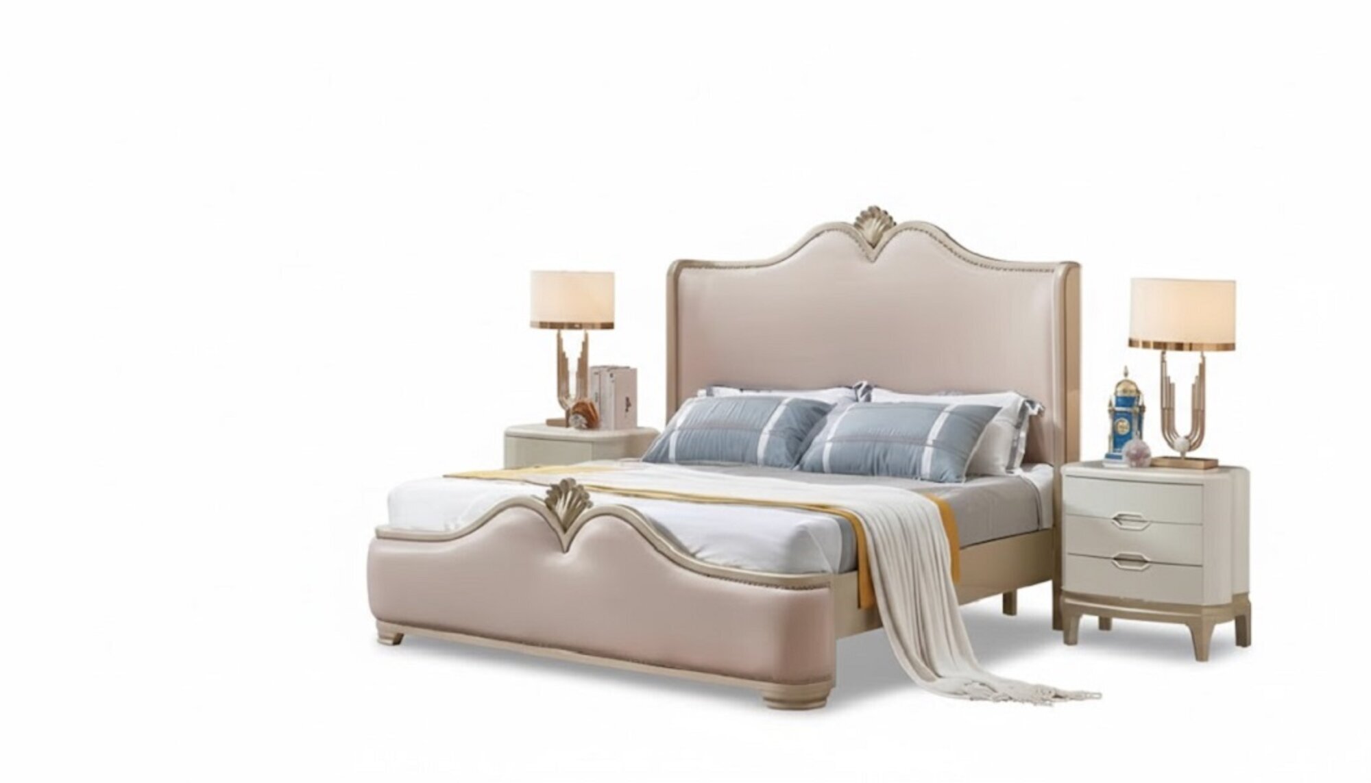 Barock Schlafzimmer Set Bett 180x200cm Nachttische 2x Holz Möbel Neu Sofort