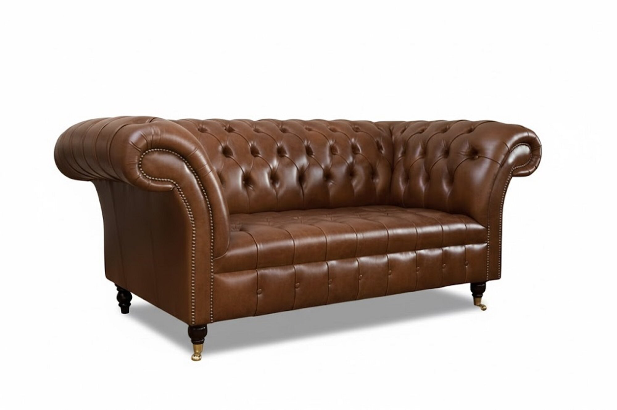 Design Chesterfield Sofa 2 Sitzer Couch Polster Leder Sofas 100% Leder Sofort