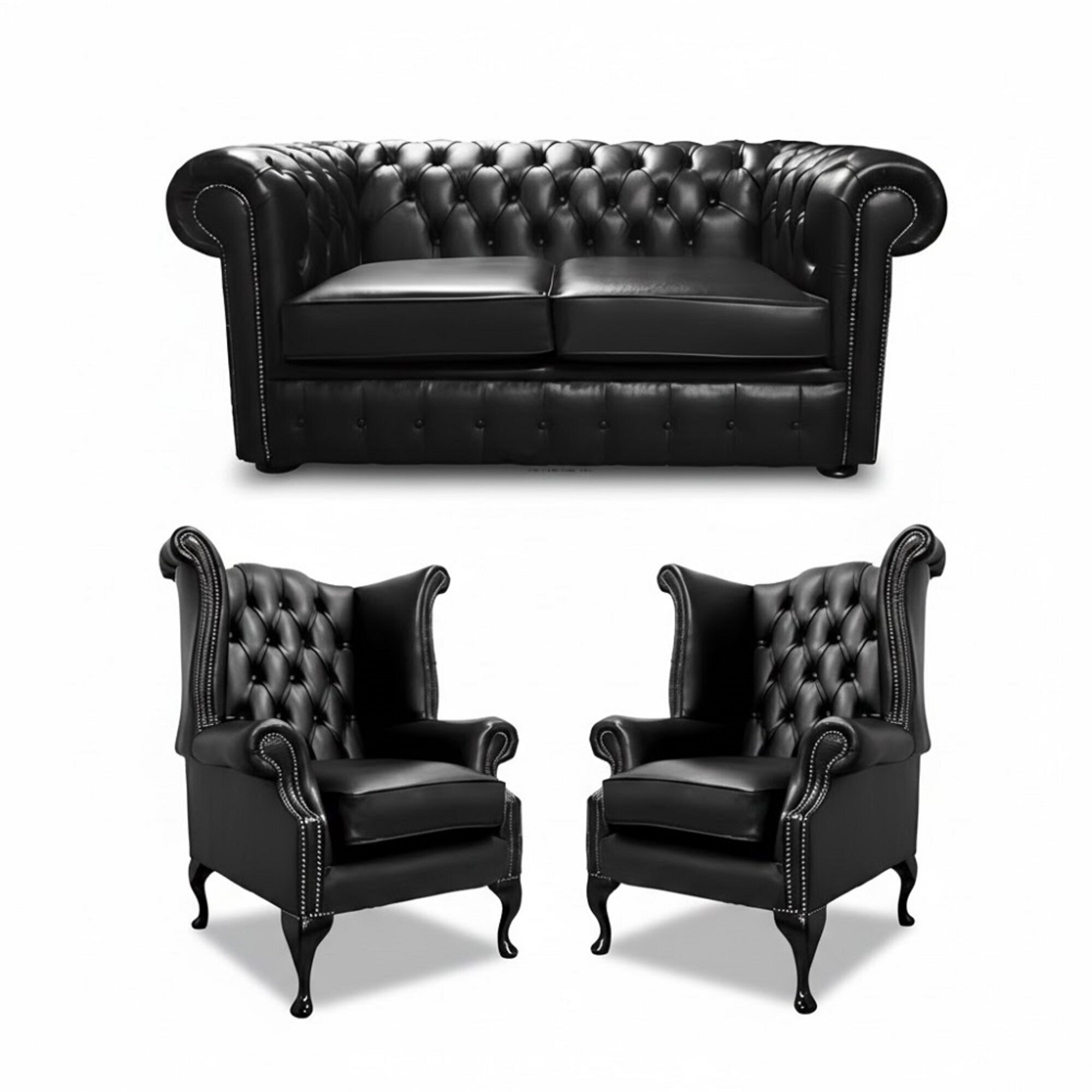 Klassische Designer Chesterfield Sofagarnitur Couch Sofa 100% Leder Sofort