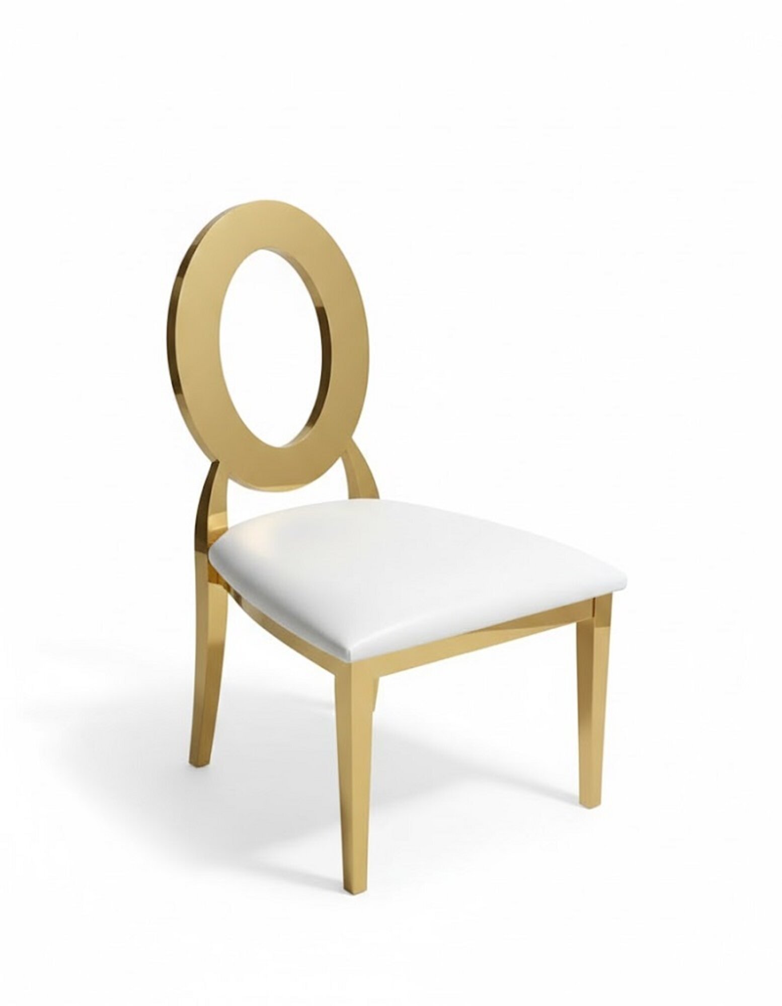 Gold-Weißer Luxuriöser Stuhl Hochstuhl Esszimmer Kunstlederstühle Holz Sofort