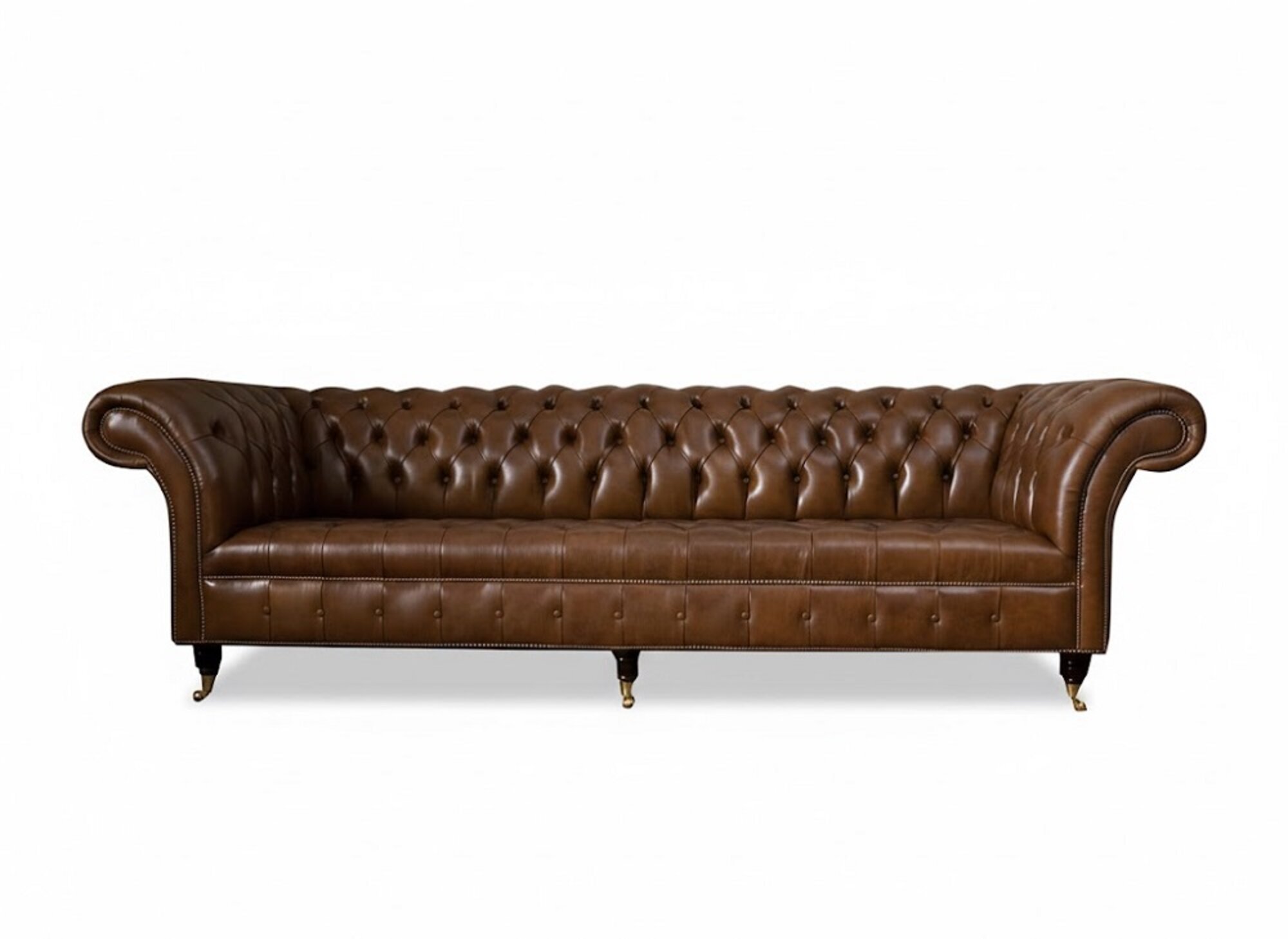 Chesterfield 4 Sitzer Modern Design Couchen Leder Sofa xxl 100% Leder Sofort