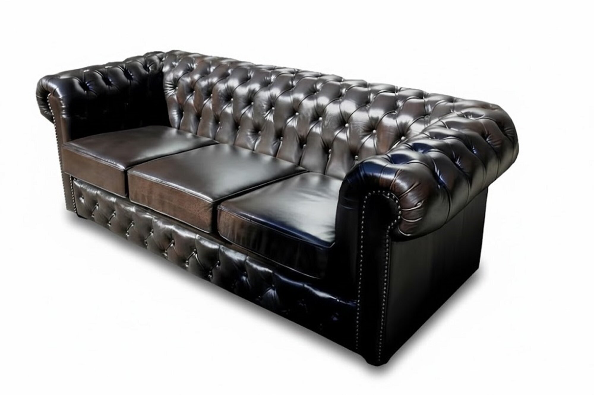 CHESTERFIELD SOFA 3 SITZER NAPOLI POLSTER BRAUN 100%LEDER SOFORT