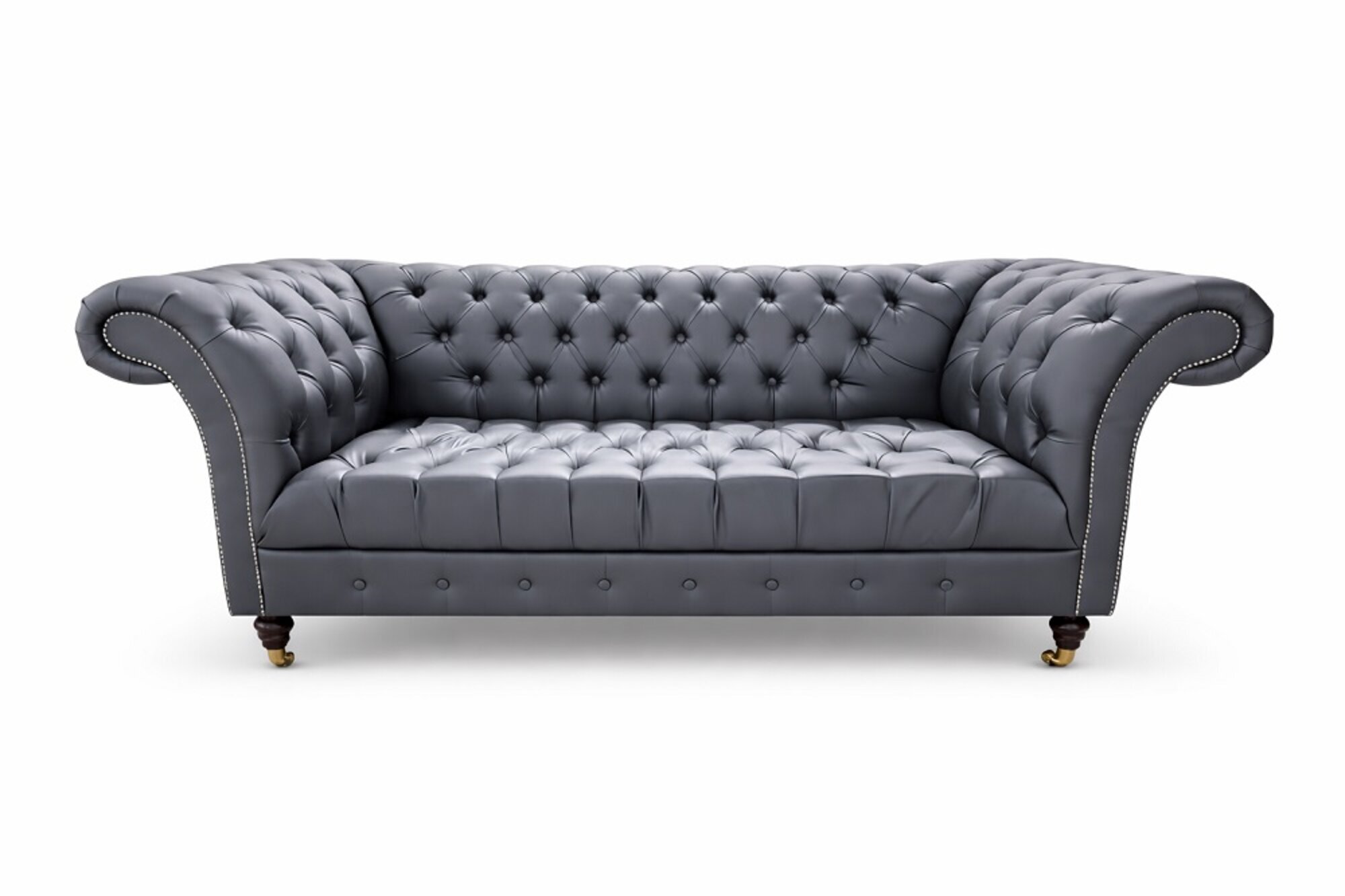 Schwarz Sofa 3-Sitzer Stoff Holz Modern Chesterfield Design Luxus Sofort