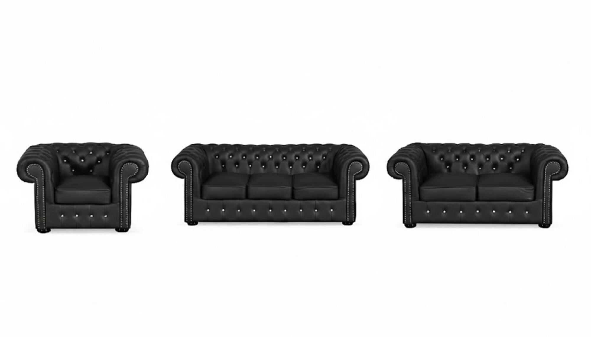 Chesterfield Sofagarnitur Sofa Couch Sitz 3+2+1 Garnitur Kristallsteine Sofort