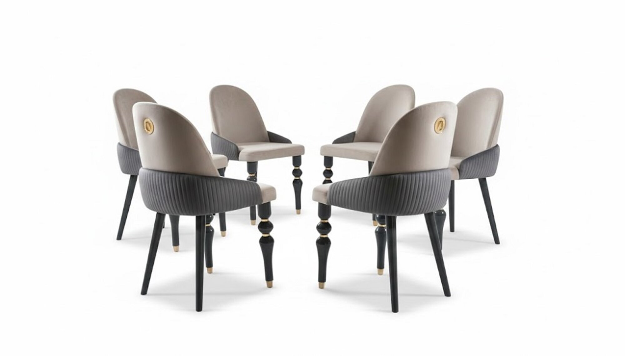 Esszimmer Garnitur Lehn Samt Textil Stuhl 6x Stühle Gruppe Set Holz Sofort