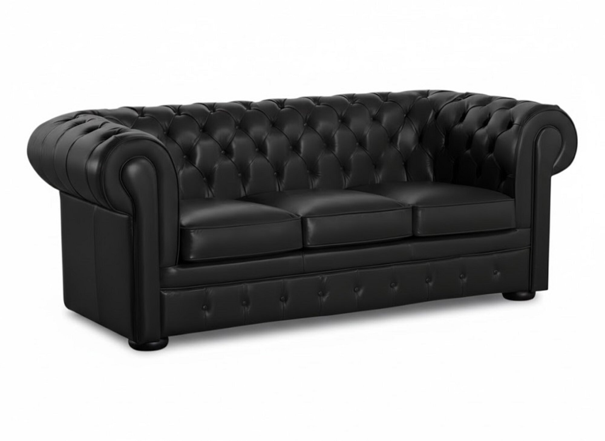 Schwarz Chesterfield 3Sitzer Klassische Luxus Sofa Leder Couch 100% Leder Sofort