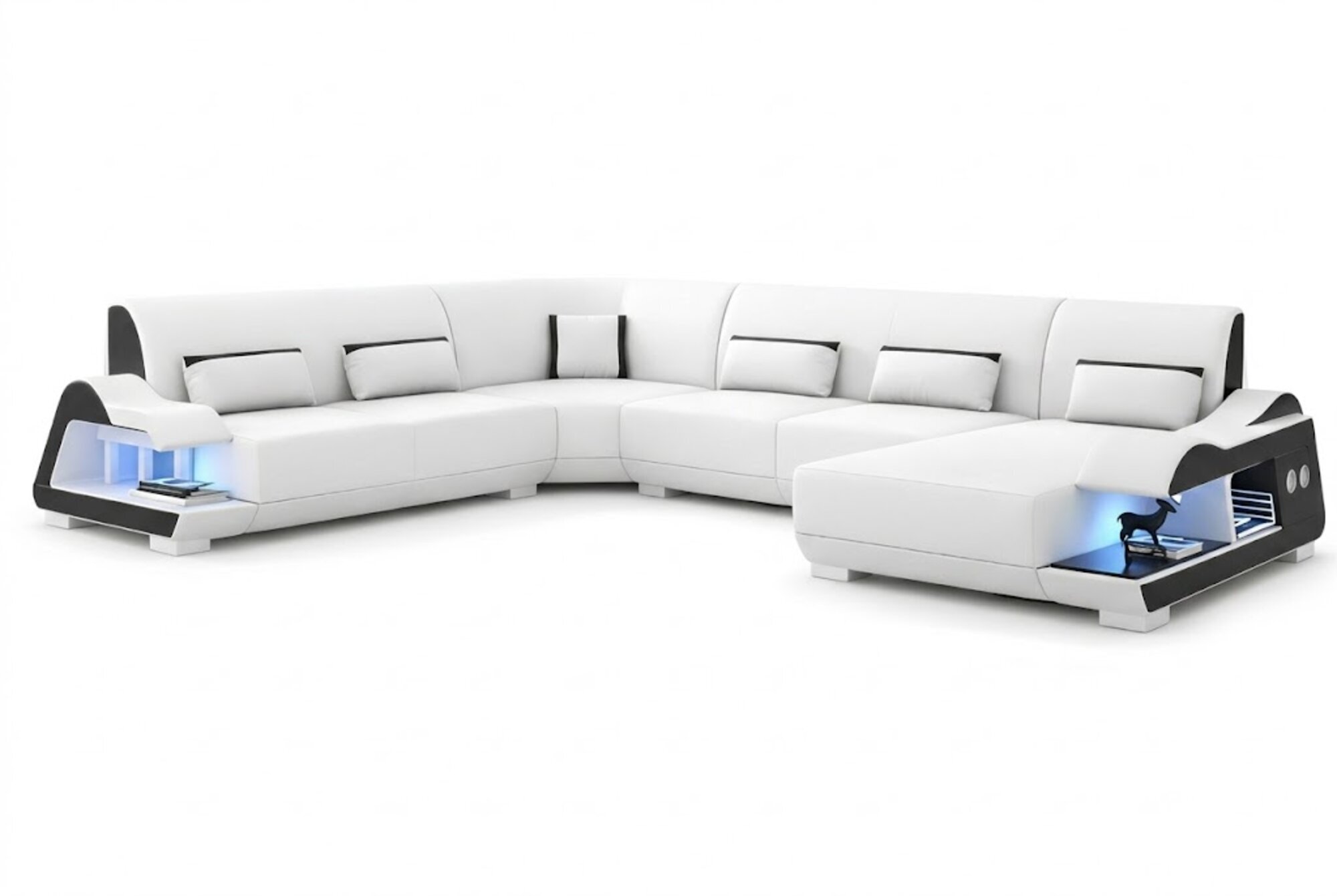 Großes Ledersofa in U-Form, Ecksofa für stilvolles Wohnen Sofort