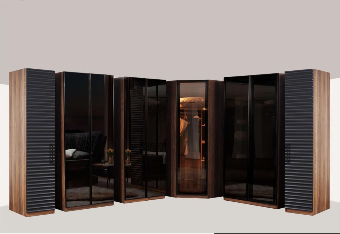 Schlafzimmer Moderner Eckschrank Luxuriöser Holz Kleiderschrank Sofort