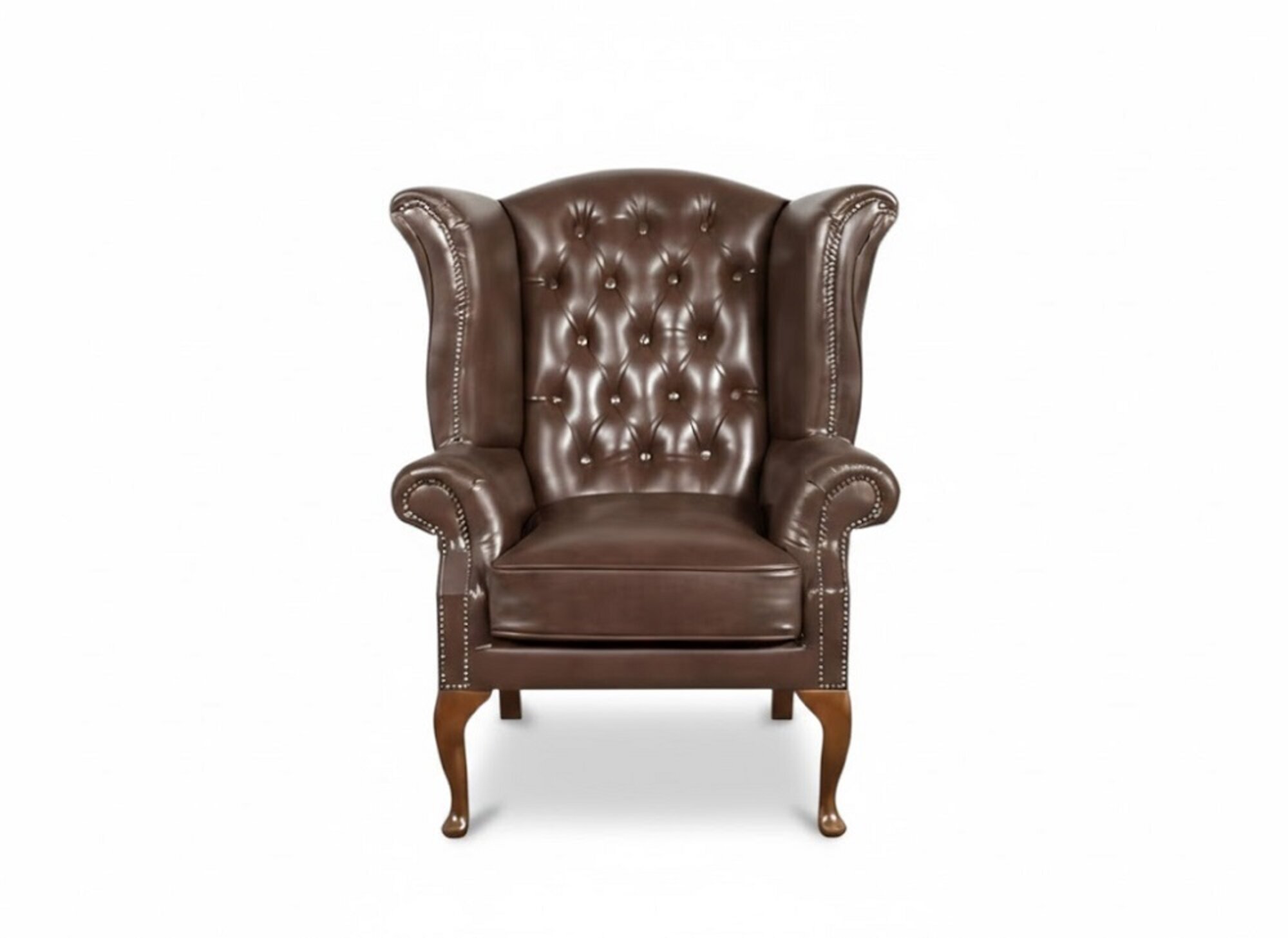 Chesterfield Ohrensessel Queen Sessel Antik Look Couch Polster 100% Leder Sofort