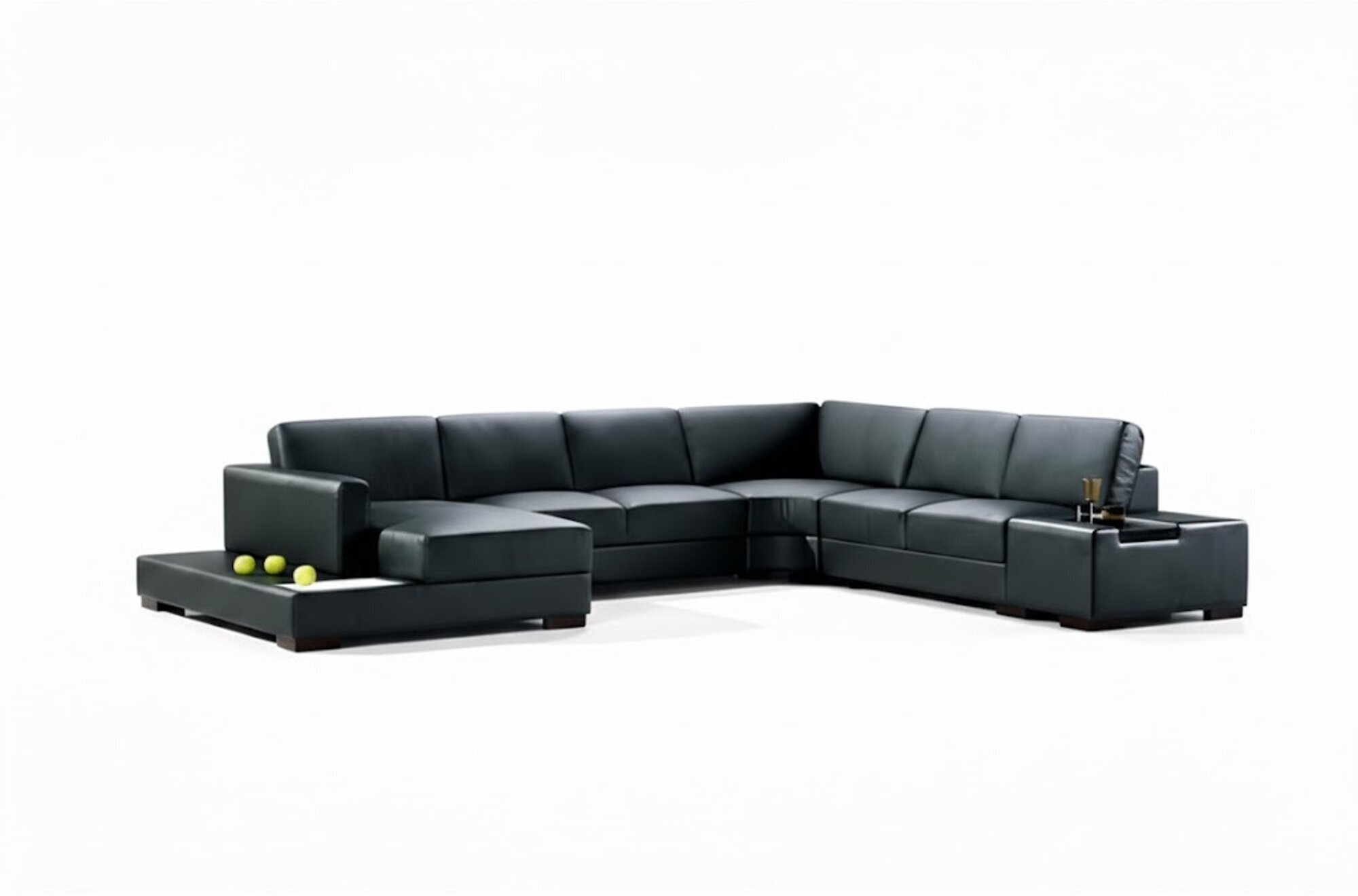 Ecksofa Schwarz U-Form Luxus Stil Modern Wohnzimmer Sofa SOFORT