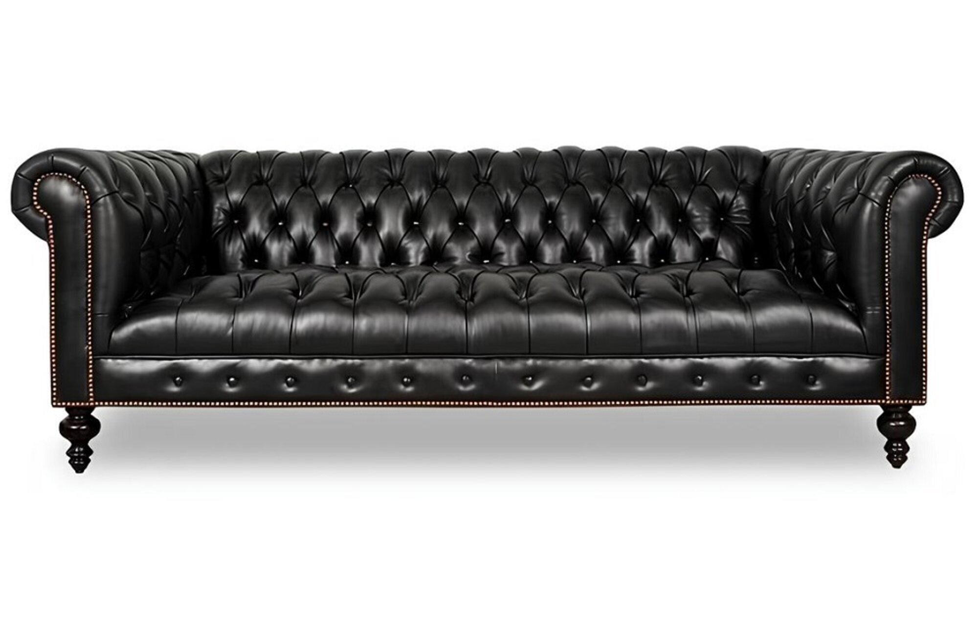 Hochwertige Leder Sofa Chesterfield Couch England Schwarz 100% Leder Sofort
