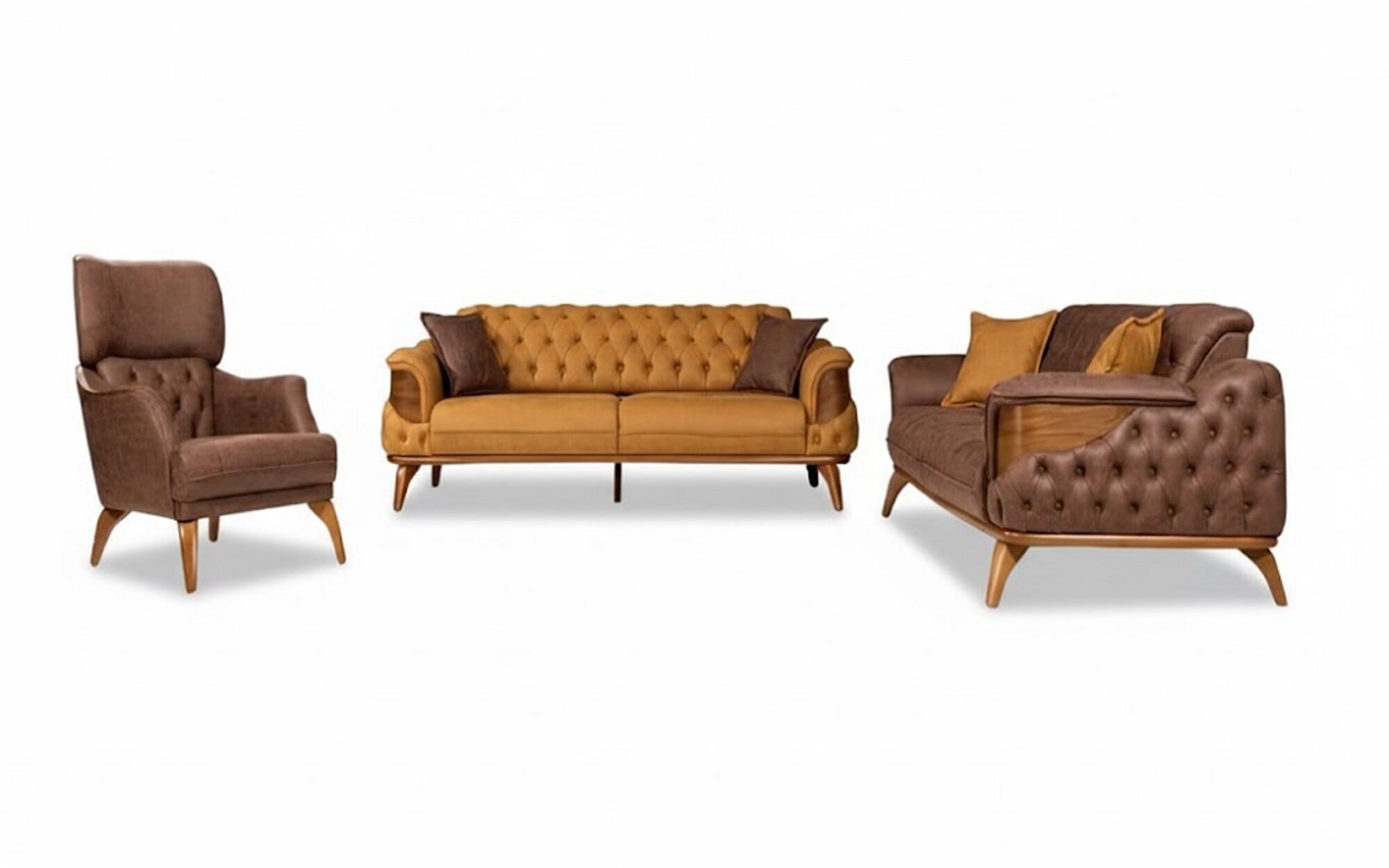 Chesterfield Sitzgruppe Luxus Couchgarnitur Set Dreisitzer Sessel 3tlg Sofort