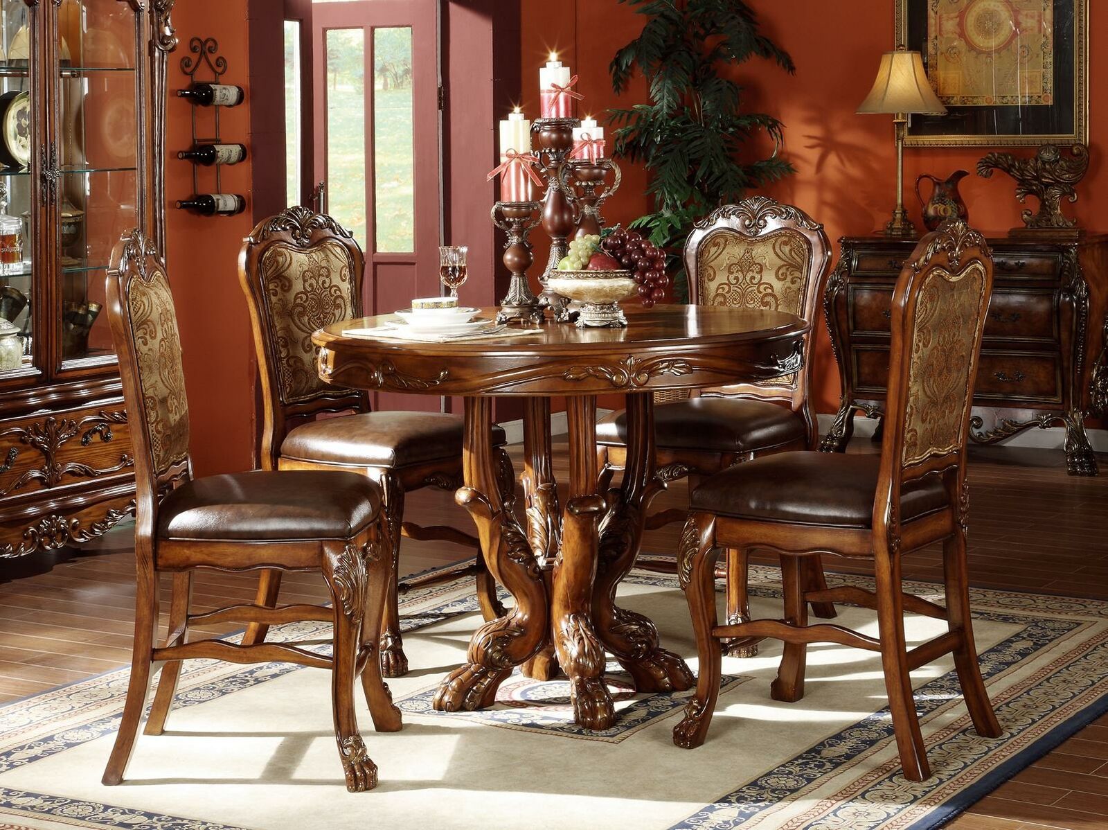 Set 4x Stuhl Echtes Holz Polster Sitz Esszimmer Garnitur Esszimmer Stühle Barock Sofort
