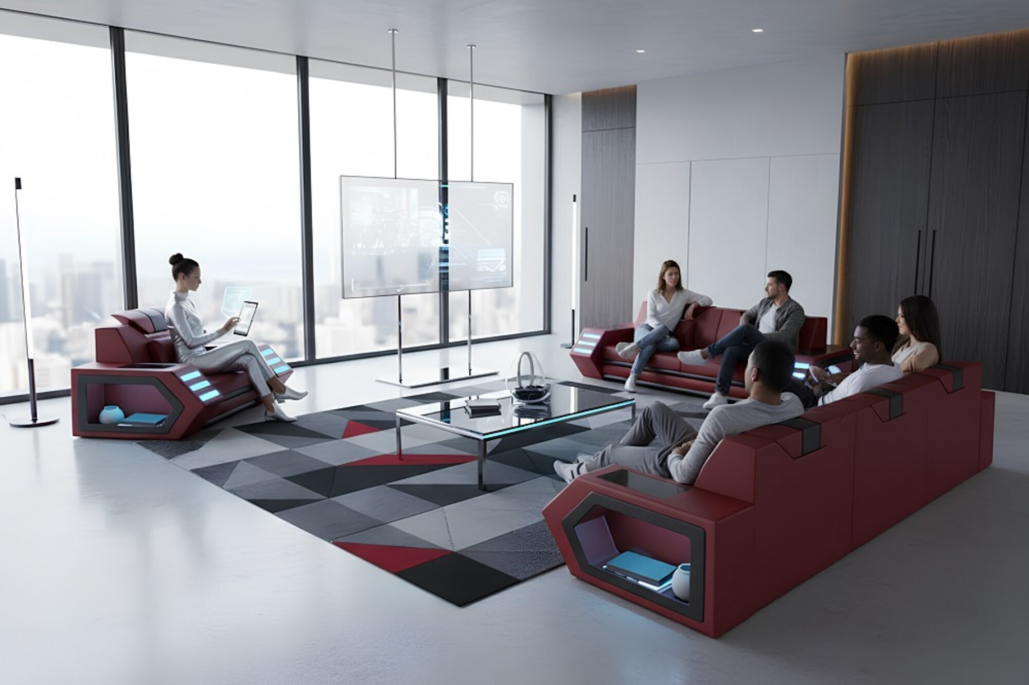 Sofagarnitur Moderne Design Sitz Polster Couch Leder Garnitur 3+2+1 Sofort