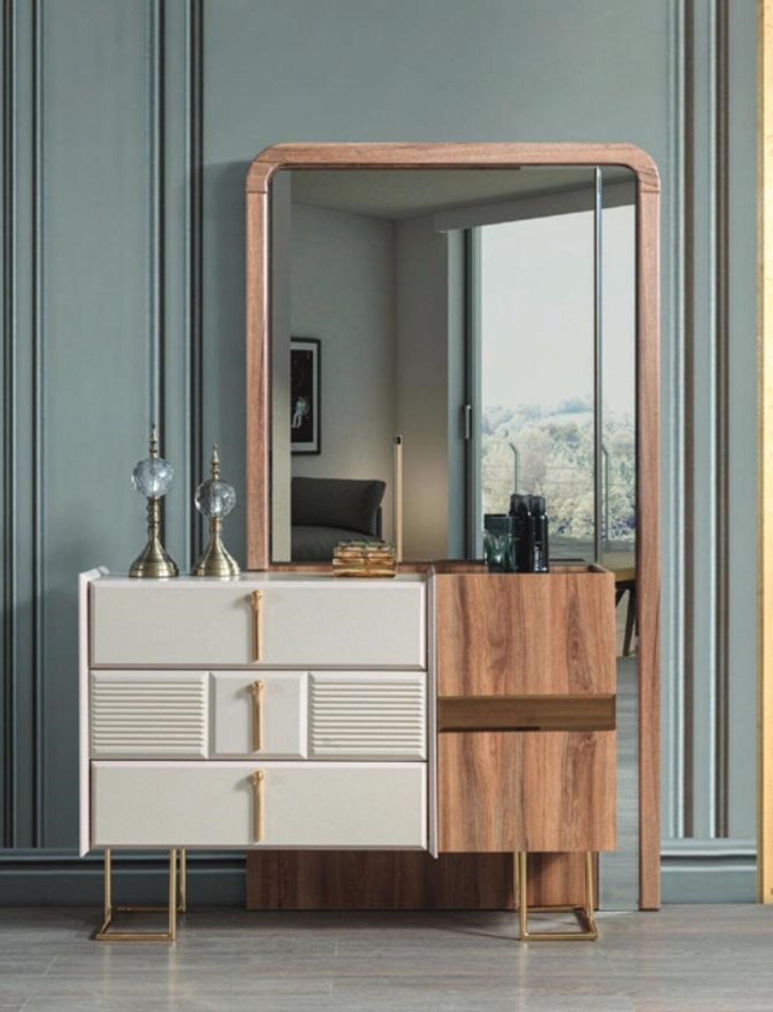 Moderne Kommode Mit Spiegel Designer Kommoden Schlafzimmer Garnitur 2tlg