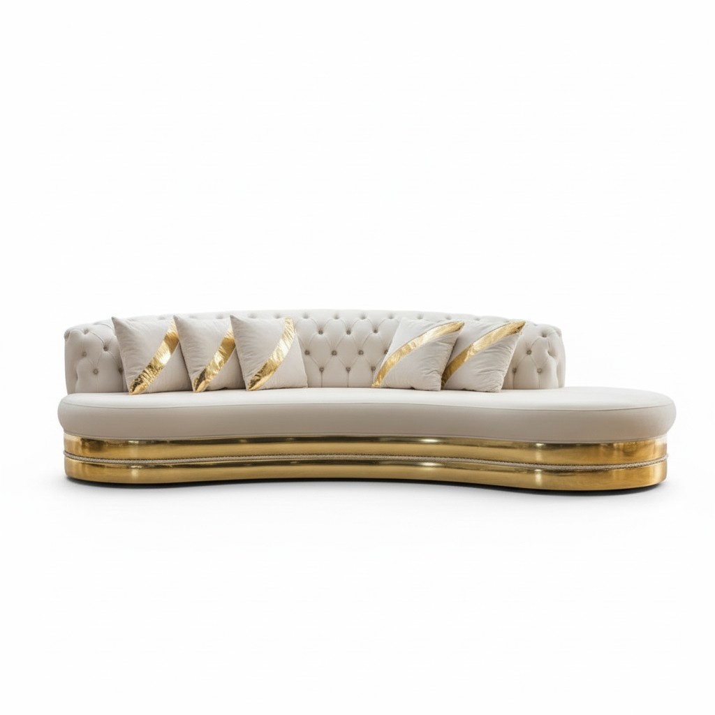 Halbrunde Weiße Chesterfield Couch 3-Sitzer Polster Möbel Sofort