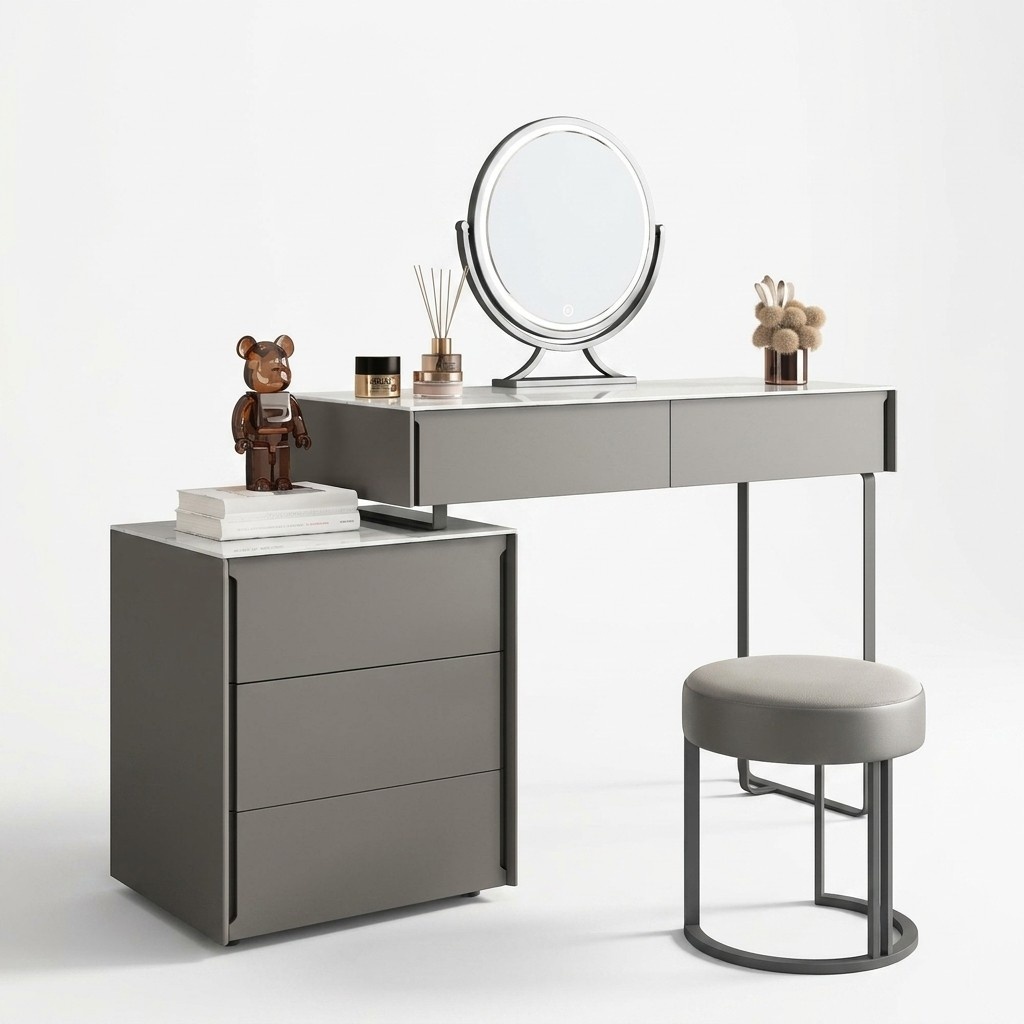 Grauer Schminktisch Designer Schlafzimmer Möbel Holz Luxus Frisiertisch Sofort