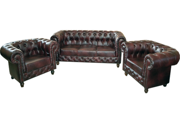 Chestefield SOFAGARNITUR LEDERSOFA SOFA POLSTER LEDER GARNITUR COUCHEN