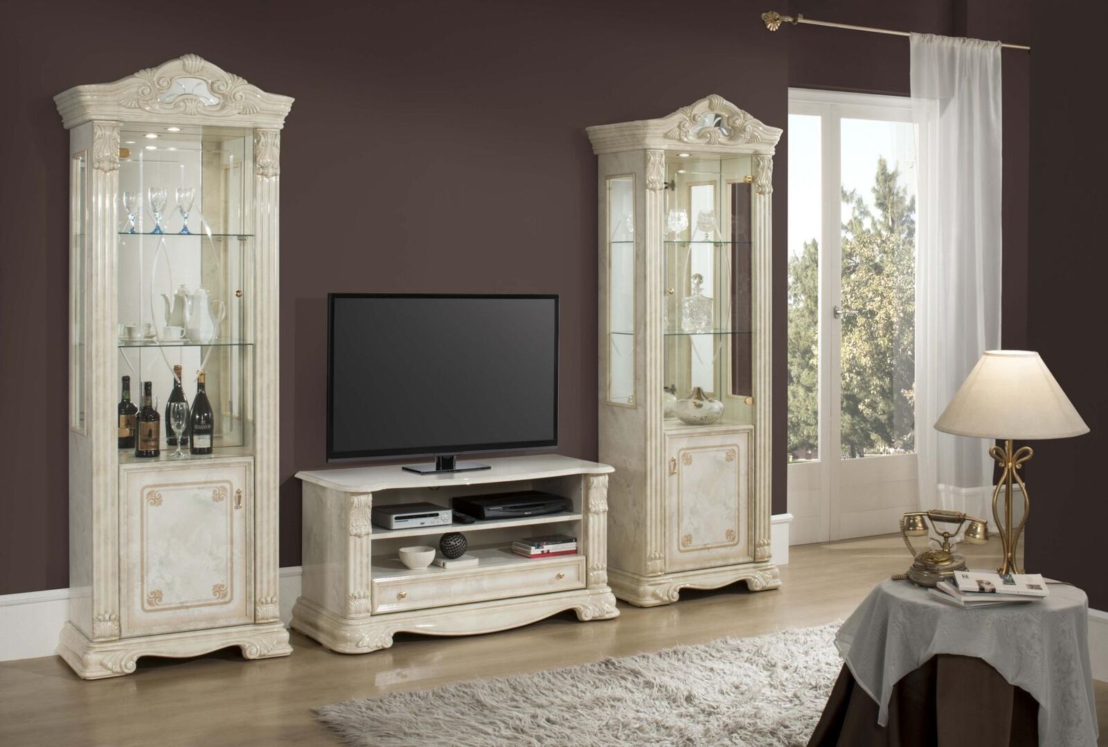 Wohnzimmer rtv Vitrine Anrichte Regal Luxus Wohn Zimmer TV Schrank Set 3tlg.