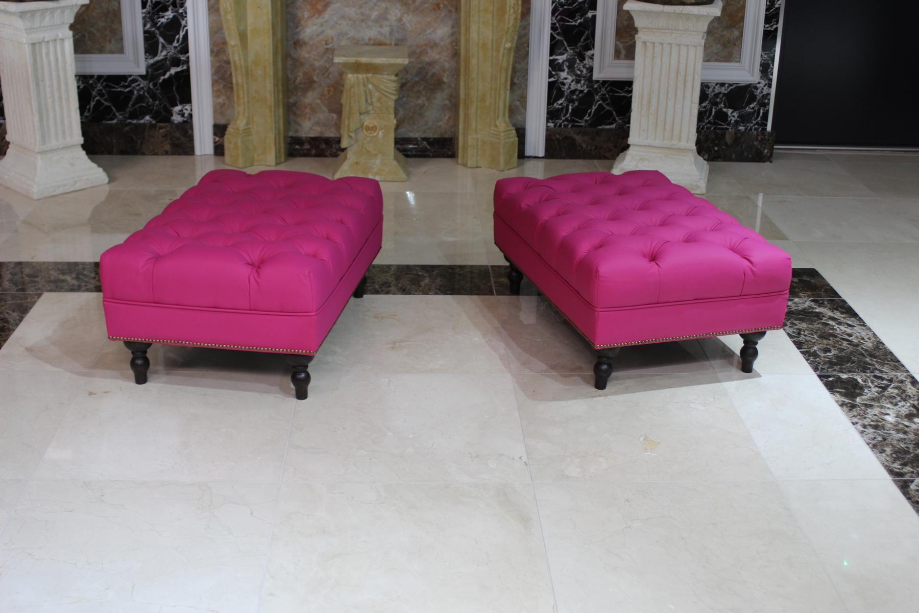Stool Pouffe Footstool Luxury Elegant Textile New Modern Rosa Soft Design Sofort
