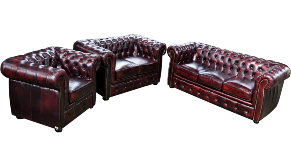Chesterfield Sofagarnitur Couch Sofa Set Leder Polster Sitz 3+2+1 Morpeth