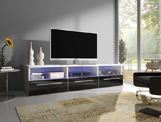 TV Led Fernsehschrank rtv sideboard Fernseh Wand Hochglanz Lowboard