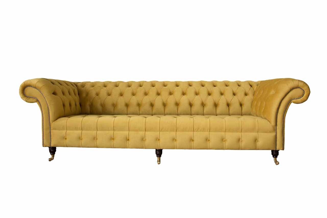Chesterfield Textil Polster Luxus Sofa Design Couch Sofa 4 Sitzer Neu4