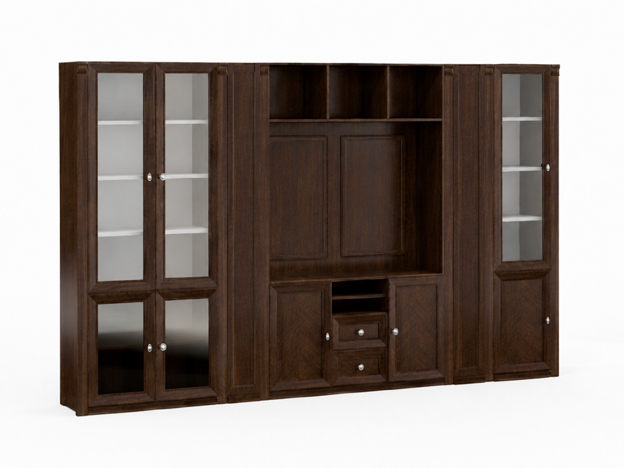 Stilvoller Brauner Arbeitszimmerschrank Massivholz Möbel Glastüren Möbel