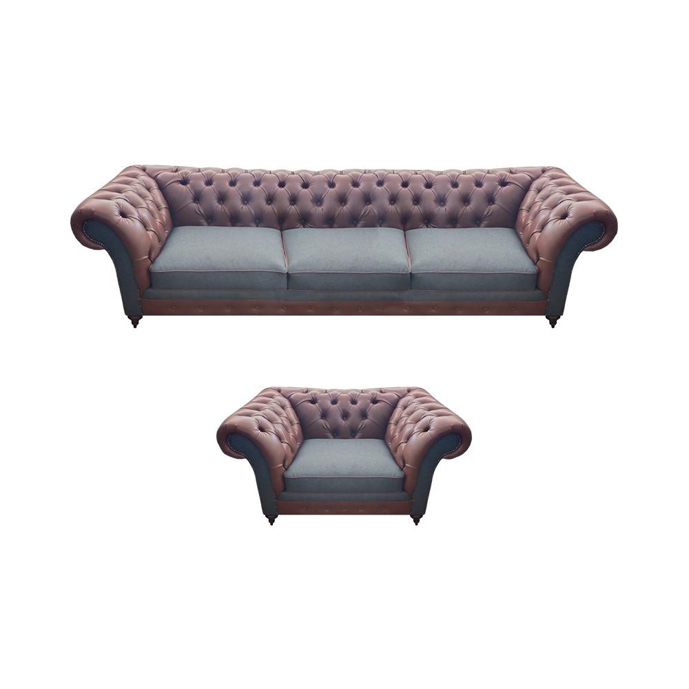 Moderne Designer Sofagarnitur Polster Set Luxus Leder Sofas Couchen Chesterfield